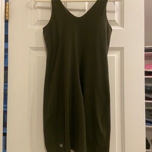 Athleta Black Sleeveless V-neck workout Dress- Transcend Dress olive green